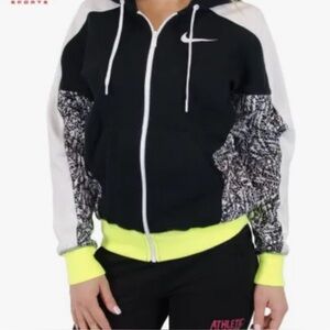 NIKE | CLUB AOP FULL ZIP SPLATTER PRINT HOODIE JACKET LONG SLEEVE RETRO MEDIUM